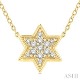1/10 ctw Star of David Petite Round Cut Diamond Fashion Pendant With Chain in 10K Yellow Gold